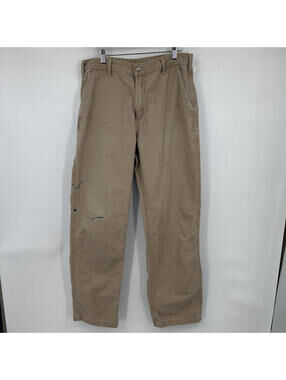 Men's Carhartt Distressed Dungaree Fit Khaki Jeans 34x34